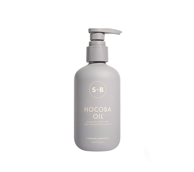 SUGARED + BRONZED Hocoba Oil, Hydrating Daily Body Oil With Jojoba Oil and Coconut Oil, Lightweight, Non Greasy Formula, Two-Ingredient Clean Skin Care, Suitable for All Skin Types, Vegan, 8 Fl Oz