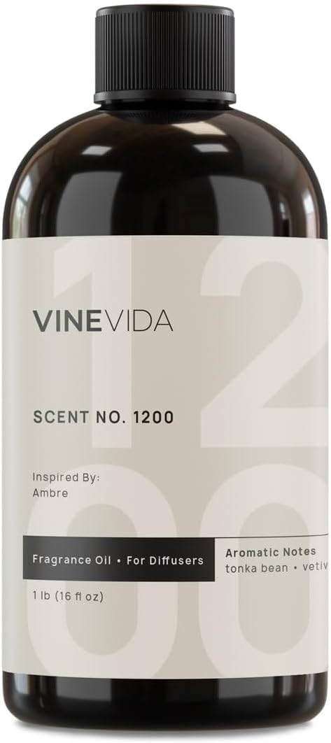 VINEVIDA [16 Fl Oz] Scent NO. 1200 Fragrance Oil for Cold Air Diffusers, Aromatic Notes of Aniseed, Incense, Balm, Patchouli & Cistus Essential Oils for Diffuser Oil Refill & Air Freshener Spray