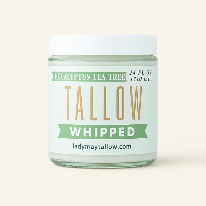 Whipped Tallow 24oz - All Natural Face Cream + Whole Body Moisturizer for Dry Skin - Made With Eucalyptus Oil - No Preservatives, Parabens or Seed Oils -USA Made (Eucalyptus Tea Tree)