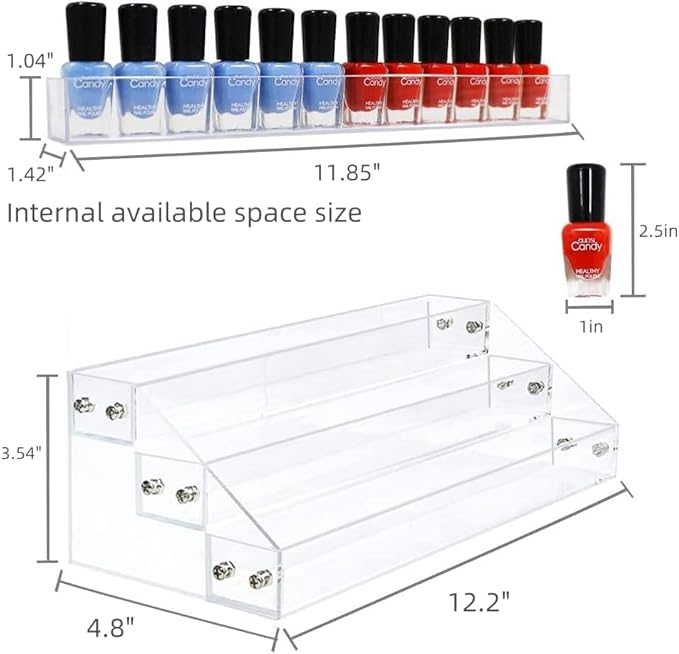 Kingtaily 3 Layers Stand Shelf Holder Clear Acrylic Rack for Nail Polish Organizer Essential Oil Storage Sunglasses Makeup