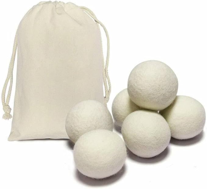 6-Pack Wool Dryer Balls XL Organic Wool Natural Laundry Fabric Softener Antistatic