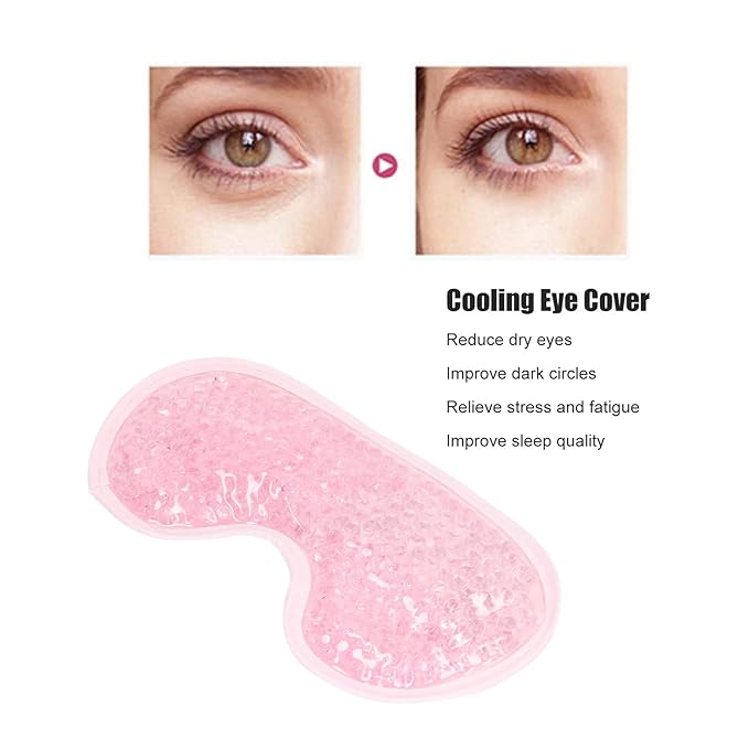 TOPINCN Cooling Eye Mask, Gel Eye Cover Reusable Cold Compress Ice Pack Sleeping Eye Cooling Pads for After Eyelid Surgery (Pink)