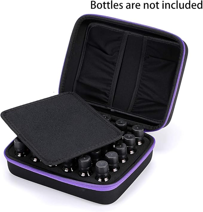 Hipiwe Essential Oil Case, 30 Bottles EVA Storage Bag - Black + Purple, Perfect for Travel