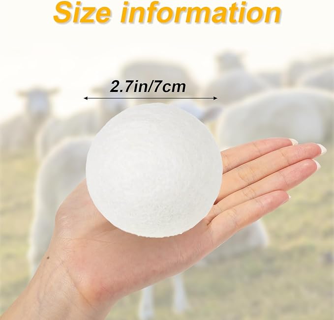 6pc Wool Dryer Balls, Dryer Balls for Laundry, Reusable Wool Dryer Balls