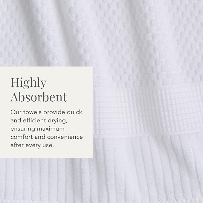 NY Loft 100% Cotton Bath Towel Set of 4 | White Towels | Oeko-TEX® Standard 100 | Soft & Absorbent, Quick-Dry Bath Towels | 30" x 52" | | Trinity Collection - White