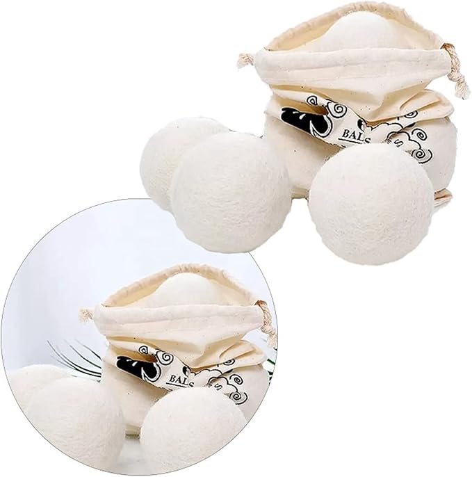 6PCS Wool Laundry Balls Reusable Natural Fabric Softener Dryer Balls for Faster Drying for Baby & Sensitive Skin