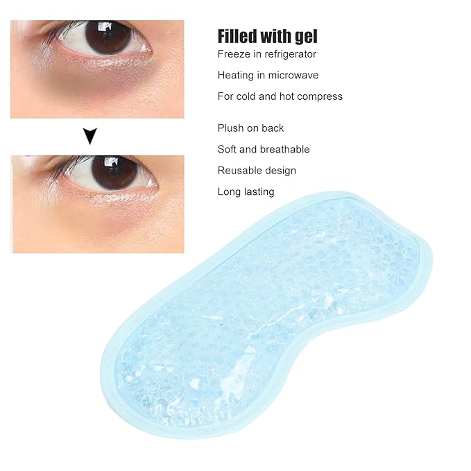 TOPINCN Cooling Eye Mask, Gel Eye Cover Reusable Cold Compress Ice Pack Sleeping Eye Cooling Pads for After Eyelid Surgery (Blue)