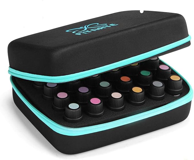 FITNATE Essential Oils Storage, Essential Oils Carrying Case for 30 Bottles, Hold Up to 5ml,10ml, 15 ml Essential Oils with Bottle Opener, Bottle Cap Labels,(Sky Blue)