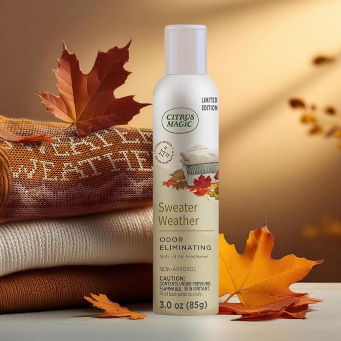 Citrus Magic Limited Edition Odor Eliminating Air Freshener Spray, Sweater Weather, 3-Ounce, Pack of 3