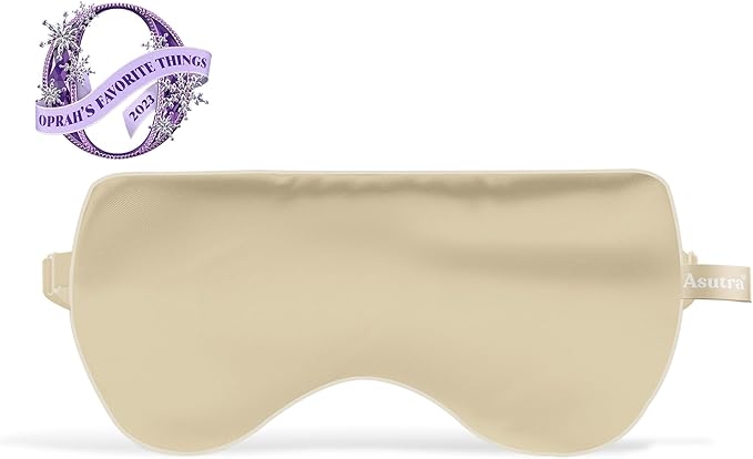 ASUTRA Champagne Gold Silk Eye Pillow and Weighted Neck Wrap Bundle Set, 2 Products - Weighted Eye Mask Filled w/Lavender & Flax Seeds, Hands-Free Microwaveable Heat Pad and Cooling Neck Wrap