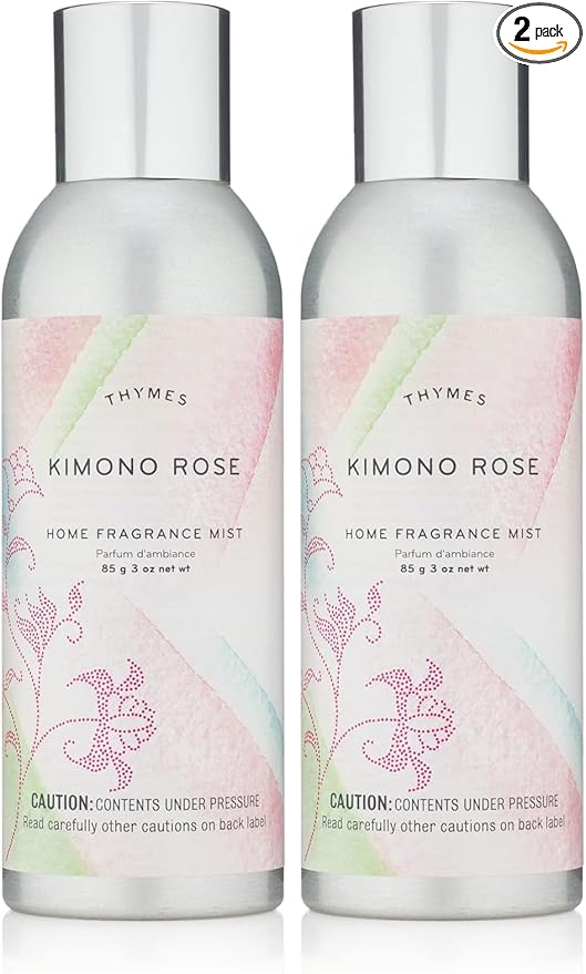 Thymes Home Fragrance Mist – Room Air Fresheners for Home Long Lasting – Air Freshener Spray – Premium Home Fragrance – Floral Notes of Rose, Peony, & Silken Vanilla (Kimono Rose, 3 oz) (Pack of 2)