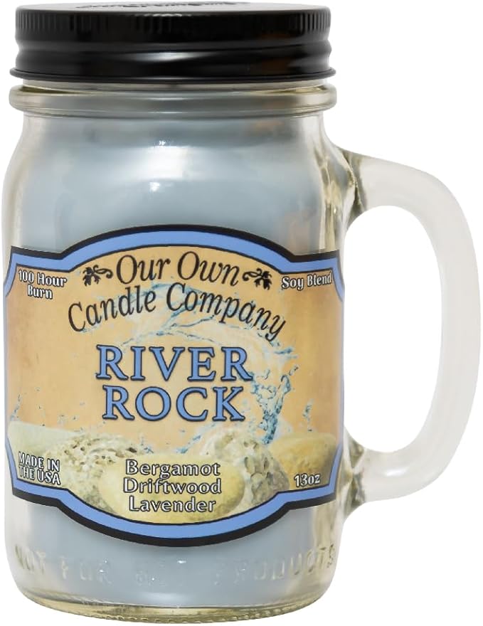 Our Own Candle Company, River Rock Scented Mason Jar Candle, 100 Hour Burn Time, 13 Ounces