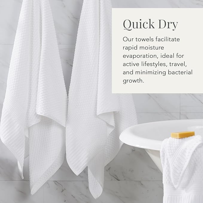 NY Loft 100% Cotton Bath Towel Set of 4 | White Towels | Oeko-TEX® Standard 100 | Soft & Absorbent, Quick-Dry Bath Towels | 30" x 52" | | Trinity Collection - White
