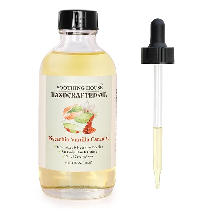 Pistachio Vanilla Caramel Body Oil - Nourishing Body Moisturizer for Soft, Glowing Skin with Jojoba & Almond Oil (4 fl oz)