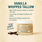 Whipped Tallow 24oz - All Natural Face Cream + Whole Body Moisturizer for Dry Skin - Made With Scented Oil Blend - No Preservatives, Parabens or Seed Oils - USA Made (Vanilla)