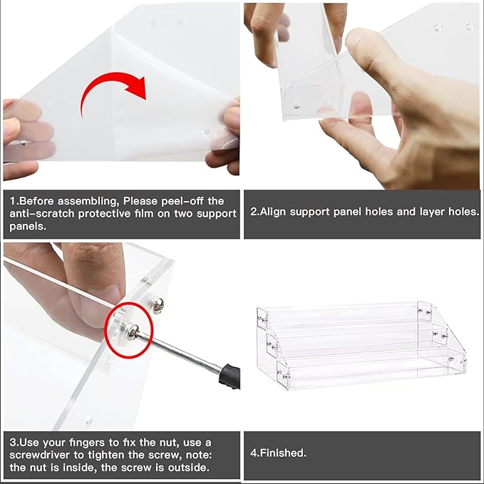 Kingtaily 3 Layers Stand Shelf Holder Clear Acrylic Rack for Nail Polish Organizer Essential Oil Storage Sunglasses Makeup