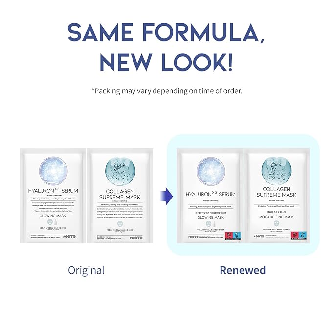 #OOTD Hydrating Soothing Sheet Masks Gift Set for Skincare, Korean Vegan Sheet Mask for Dry, Sensitive Skin, Calming, Smoothing, Brightening, Collagen, Ceramide, Cica, Hyaluronic Acid 30EA