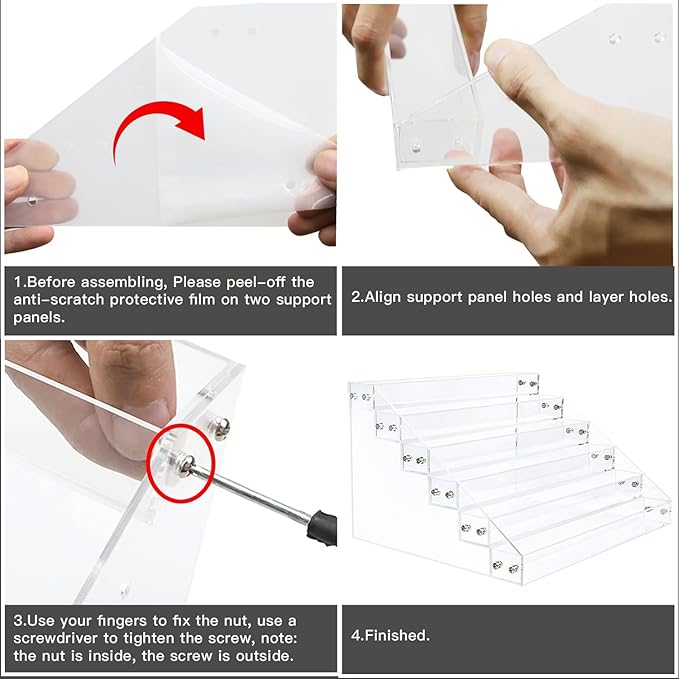 Kingtaily Organizer Rack Stand Holder Large Capacity Acrylic Clear 6 Layers for Nails Polish Essential Oil Lipstick Sunglasses