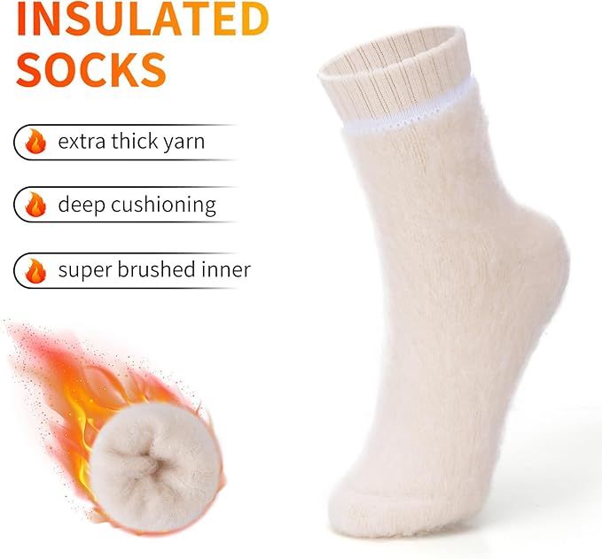 ICEIVY Thermal Slipper Socks, Thick Grip Hospital Plush Slipper Grip Socks Women Winter Soft Warm Cozy Socks 4 Pairs