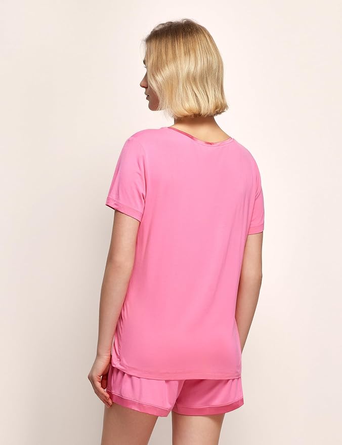 GYS Womens Pajama Sets, Short Sleeve Soft Sleepwear Tops and Shorts Pjs, Bamboo Viscose Loungewear