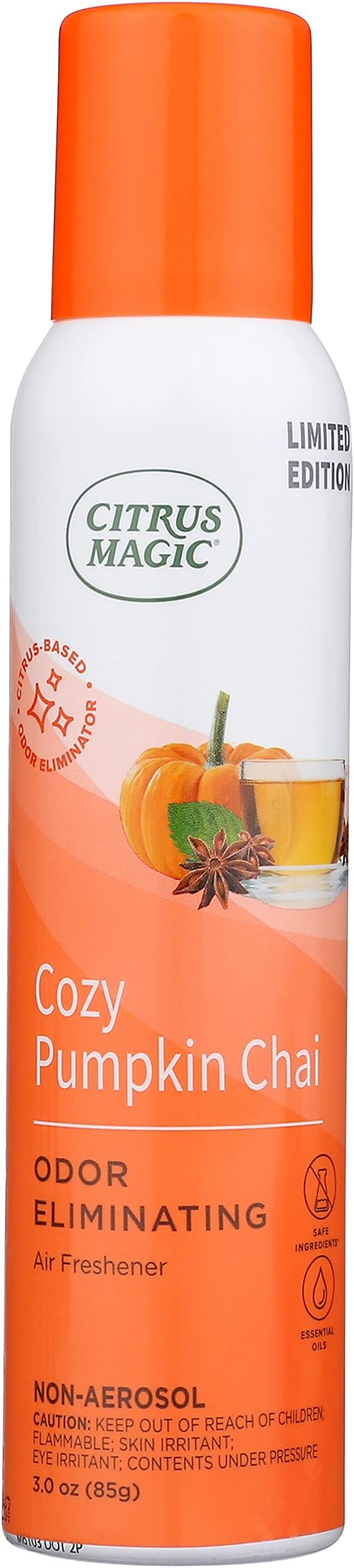 Citrus Magic Limited Edition Natural Odor Eliminating Air Freshener Spray, Cozy Pumpkin Chai, 3-Ounce, Pack of 3