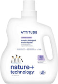 ATTITUDE Liquid Laundry Detergent, EWG Verified, HE Compatible, Plant-Based & Vegan, Natural Laundry Soap, Lavender Scent, 80 Loads, 67.6 Fl Oz