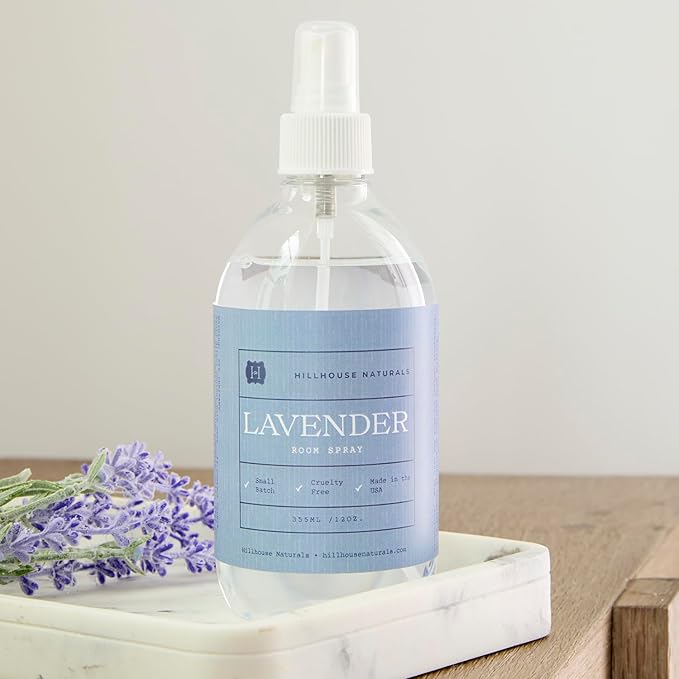 Hillhouse Naturals Lavender Room Spray 12 fl. oz. - Soothing Lavender & Eucalyptus Essential Oils - Relaxing Aromatherapy Mist for Home to Freshen Rooms. Made in the USA