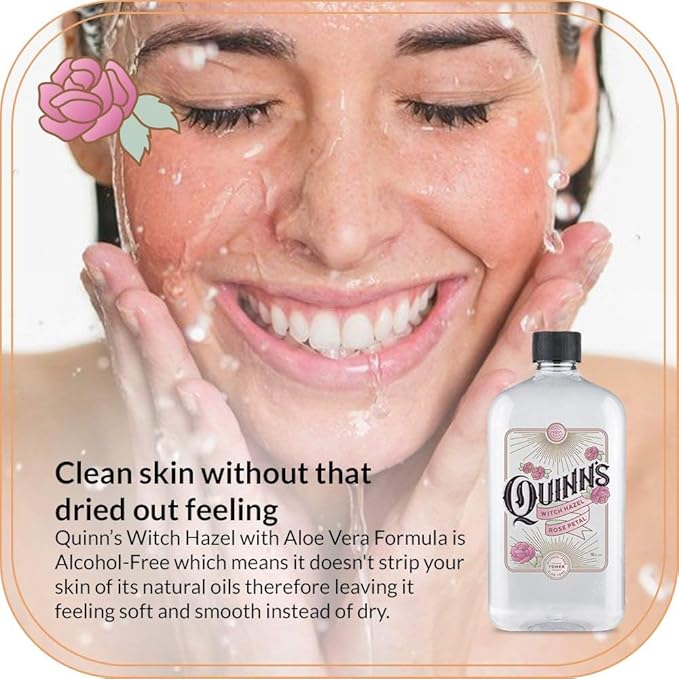 Quinn's Alcohol Free Rose Witch Hazel with Aloe Vera 16oz & Quinn’s Alcohol Free Lavender Water-Natural Pillow Spray and Facial Body Mist 8oz