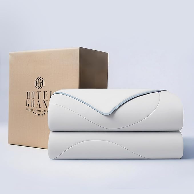 Hotel Grand Cooling Comforter for Hot Sleepers, Cooling Blankets Full/Queen Size, Q-Max>0.4, Breathable and Soft, Lightweight Blankets for Summer (White, 90"x90", Packed with Cooling Pillowcase)