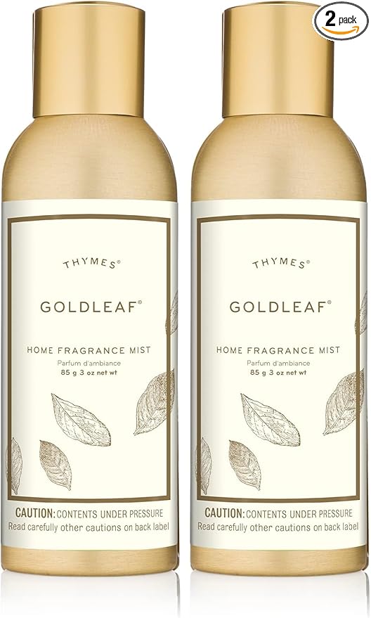 Thymes Home Fragrance Mist – Room Air Fresheners for Home Long Lasting – Air Freshener Spray – Premium Fragrance – Notes of Jasmine, Rose, Hyacinth, & Oak Moss (Goldleaf, 3 oz) (Pack of 2)