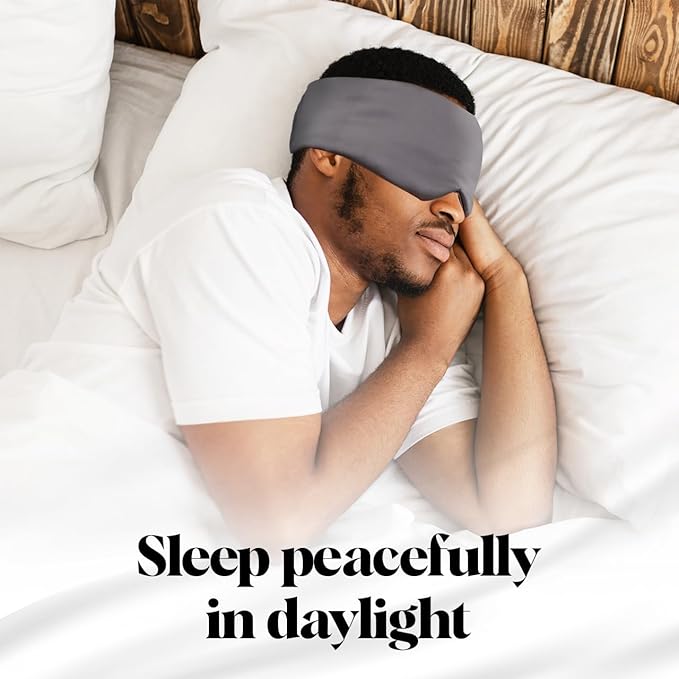 Kitsch Satin Sleep Mask - Eye Mask for Sleep, Softer Than Silk Satin Sleeping Mask Blindfold and Sleep Masks for Women and Men, Eye Care Travel Essentials - Charcoal Black
