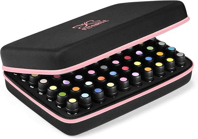 Essential Oils Storage – FITNATE Essential Oils Case for 5ml 10ml 15ml Essential Oils, Essential Oil Travel Case with Essential Oils Labels& Bottle Opener (70 bottles, Pink)
