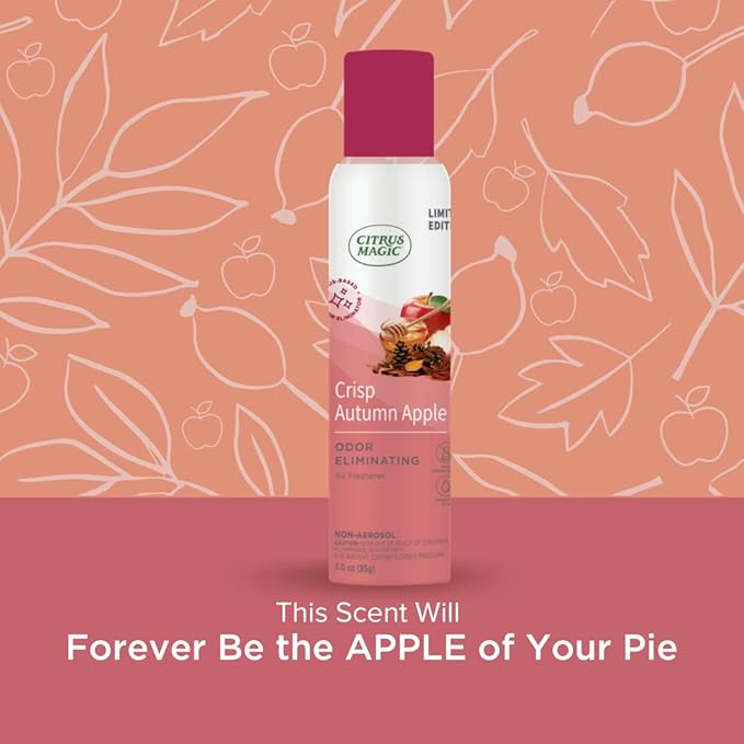 Citrus Magic Limited Edition Natural Odor Eliminating Air Freshener Spray, Crisp Autumn Apple, 3-Ounce, Pack of 3