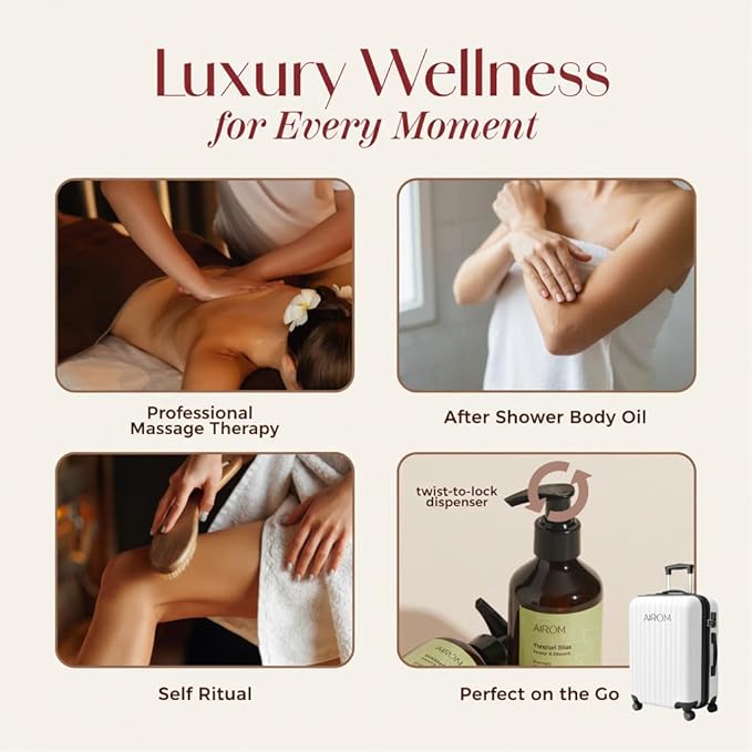 AiROM Jasmine & Lavender Massage Oil for Massage Therapy - Sensual Bloom - Scented Body Oil for Women – Hypoallergenic, Relaxing Aromatherapy, Non-Greasy, Spa Quality - Gift for Her - 6.4 fl oz