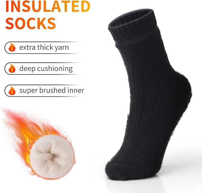 ICEIVY Thermal Slipper Socks, Thick Grip Hospital Plush Slipper Grip Socks Women Winter Soft Warm Cozy Socks 4 Pairs