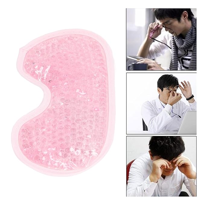 TOPINCN Cooling Eye Mask, Gel Eye Cover Reusable Cold Compress Ice Pack Sleeping Eye Cooling Pads for After Eyelid Surgery (Pink)