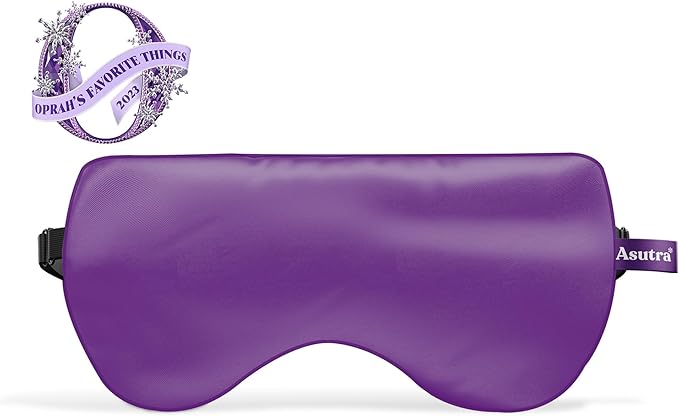 ASUTRA Sleep Bundle, 2 Products - Purple Silk Eye Mask Filled with Lavender and Flax Seeds, Lavender & Chamomile Essential Oil Pillow Spray