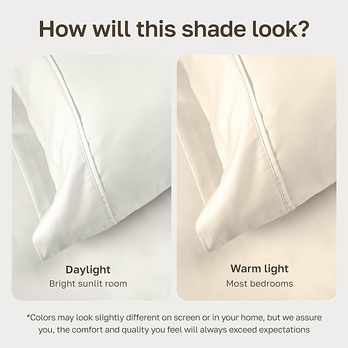 California Design Den Soft Twin Sheets Set - 400 Thread Count Sateen, Natural 100% Cotton Sheets, Deep Pockets, and Durable Bedding Set for Dorm Rooms & Adults - Ivory (Pale Tone)