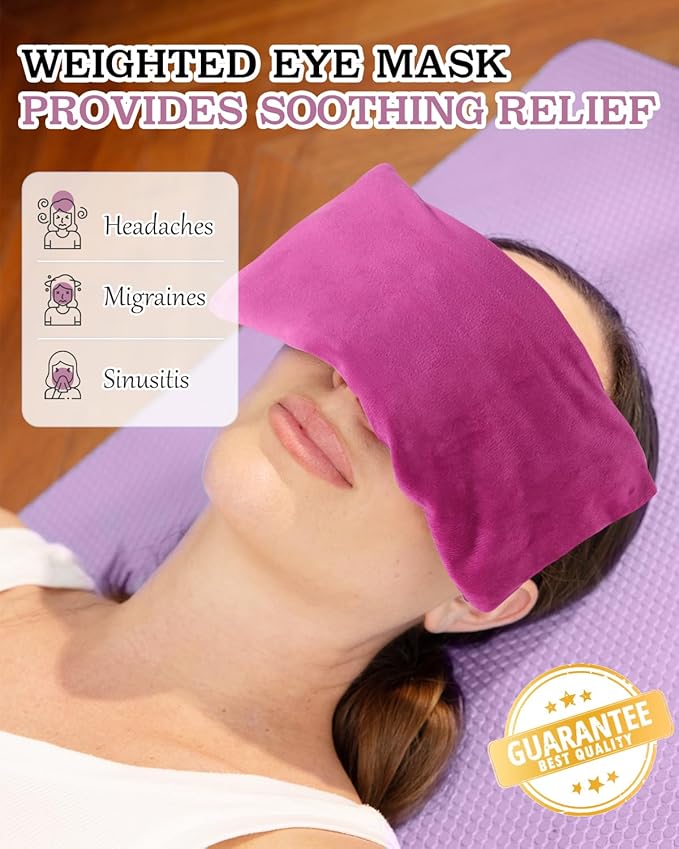 Weighted Eye Mask for Sleep, Yoga, Meditation, Lavender Eye Pillow Heated for Headache, Sinus, Dry Eyes Relief, Moist Heat Mask Purple Relaxation Gifts for Women (Purplex2)