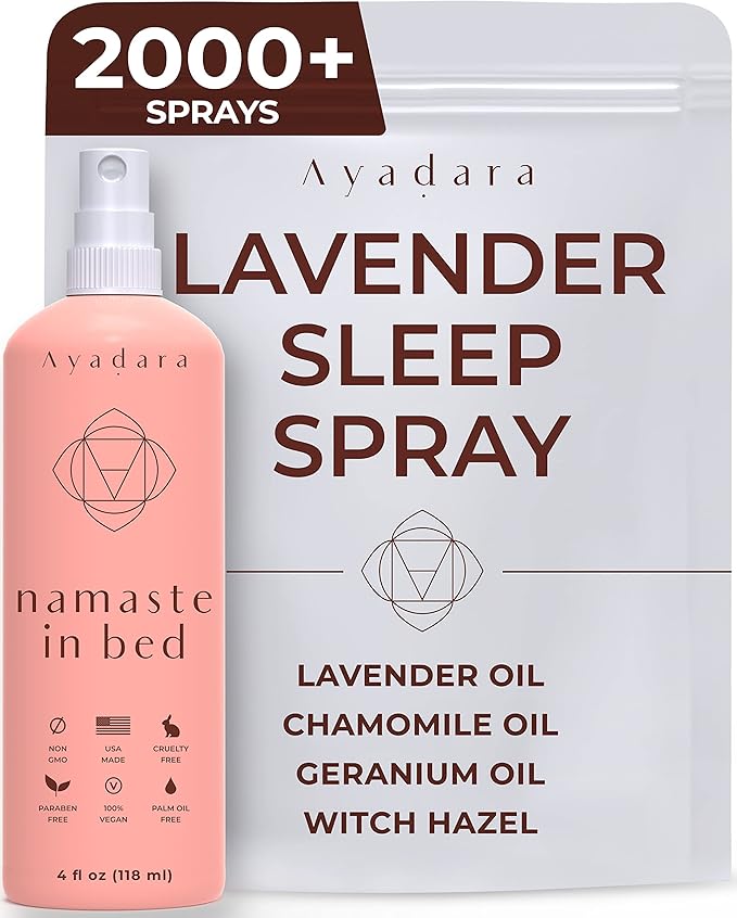 Namaste Bed & Linen Mist - Lavender Pillow Spray for Calm Sleep, 2000+ Uses