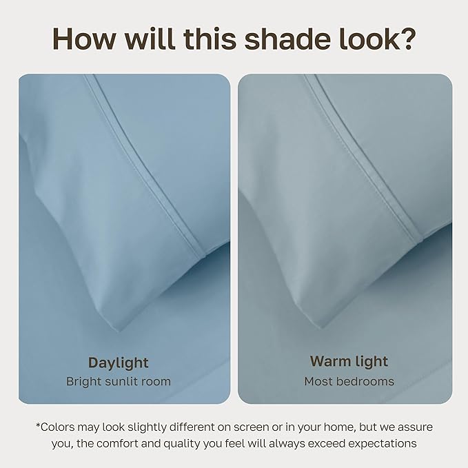 California Design Den Full Size Bed Sheets Set - Soft 400 Thread Count Sateen, Natural 100% Cotton Sheets with Deep Pockets, Breathable, and Durable Bedding Set - Sky Blue