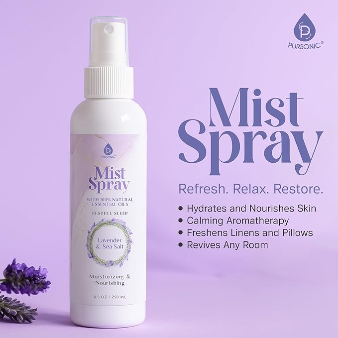 Lavender & Sea Salt Mist Body Spray – Multi-Use Aromatherapy with Essential Oils for Skin, Pillow Spray for Sleeping, Linen & Room Freshener, Hydrating Body Mist, 8.5 oz (Pack of 3)
