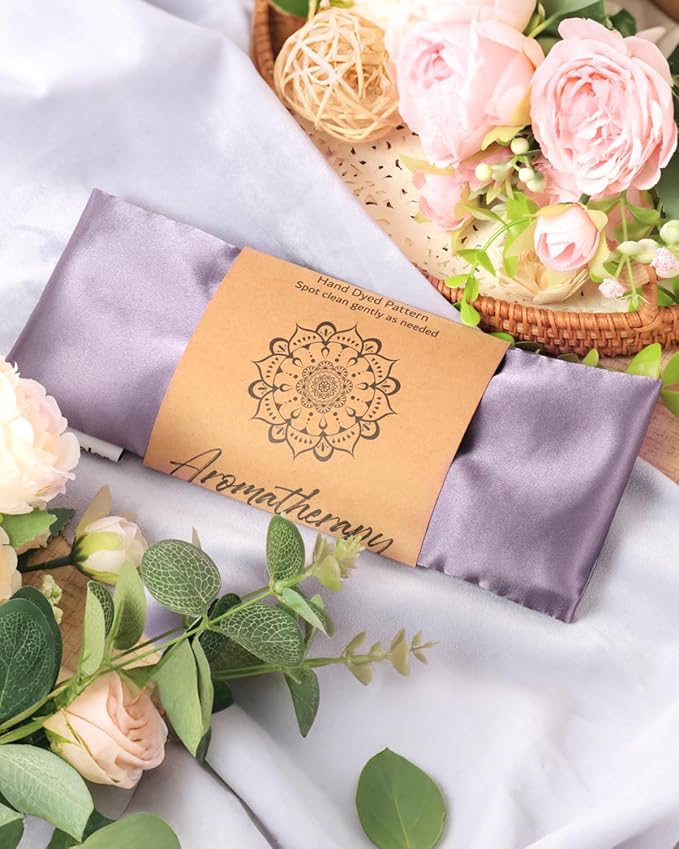 Weighted Eye Mask for Sleep, Yoga, Meditation, Lavender Eye Pillow Heated for Headache, Sinus, Dry Eyes Relief, Moist Heat Mask Purple Relaxation Gifts for Women (Purple&Lilac)