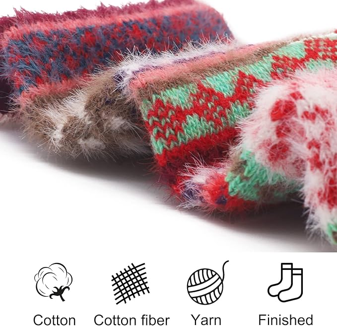 SISOSOCK 5 Pairs Fuzzy Soft Cozy Fluffy Socks for Women, Casual Thick Plush Comfy Sleep Socks, Warm Winter Gifts for Women