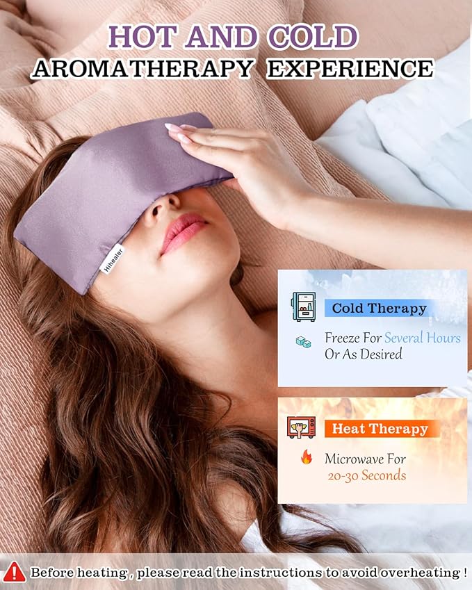 Weighted Eye Mask for Sleep, Yoga, Meditation, Lavender Eye Pillow Heated for Headache, Sinus, Dry Eyes Relief, Moist Heat Mask Purple Relaxation Gifts for Women (Purple&Lilac)