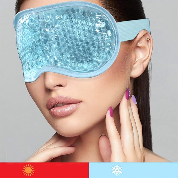 TOPINCN Cooling Eye Mask, Gel Eye Cover Reusable Cold Compress Ice Pack Sleeping Eye Cooling Pads for After Eyelid Surgery (Blue)