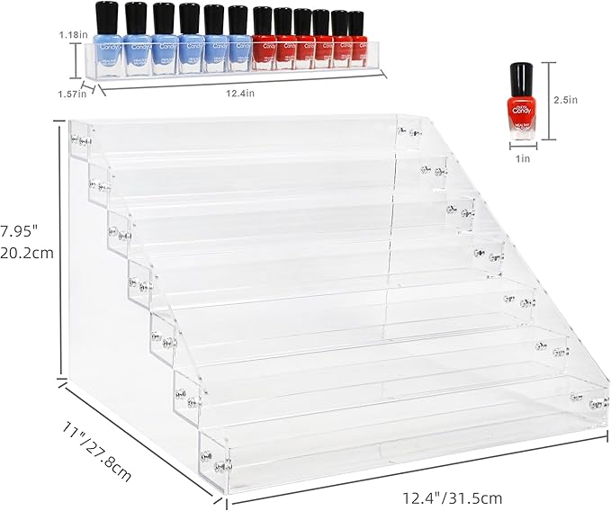 Kingtaily 7 Tiers Layers Organizer Rack Stand Holder Large Capacity Acrylic Clear for Nails Polish Essential Oil Lipstick and Sunglasses
