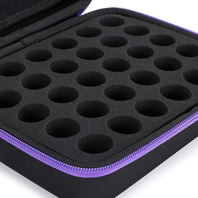 Hipiwe Essential Oil Case, 30 Bottles EVA Storage Bag - Black + Purple, Perfect for Travel