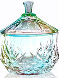 8oz Glass Candy Dish with Lid,Christmas Decorative Storage Jar for Candy,Bath Salt,Paper Clips,Office,Bathroom,Dining Room Organizer(Colorful)