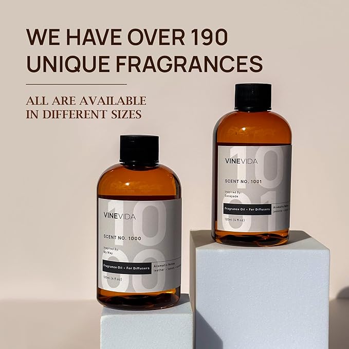 VINEVIDA [4 Fl Oz] Scent NO. 1114 Fragrance Oil for Cold Air Diffusers, Aromatic Notes of Peach, Orange Blossom, Honeysuckle & Vanilla Essential Oils for Diffuser Oil Refill & Air Freshener Spray